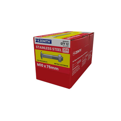 Zenith Stainless Steel 304 Cup Head Bolts & Nuts - M10 x 75mm