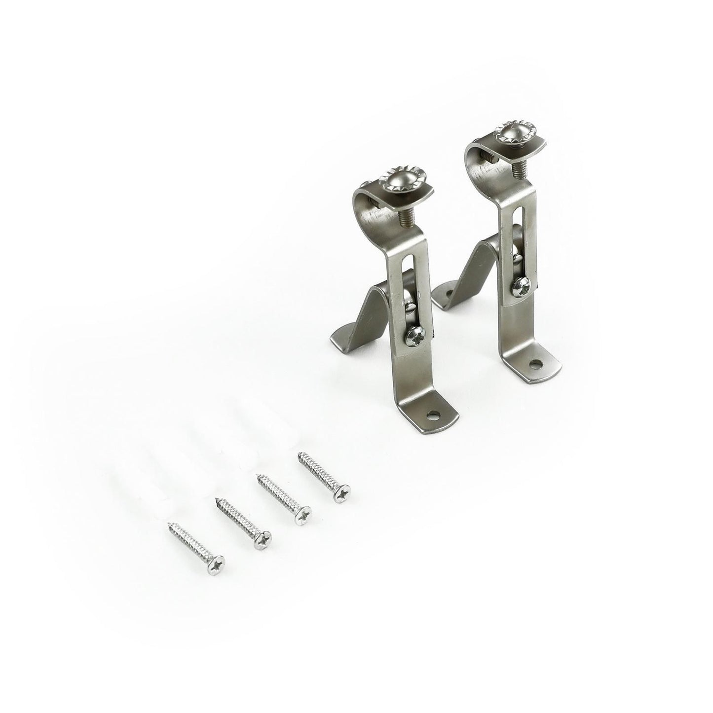 Windoware Satin Adjustable Curtain Rod Bracket - 75-95mm - Pewter - 2 Pack