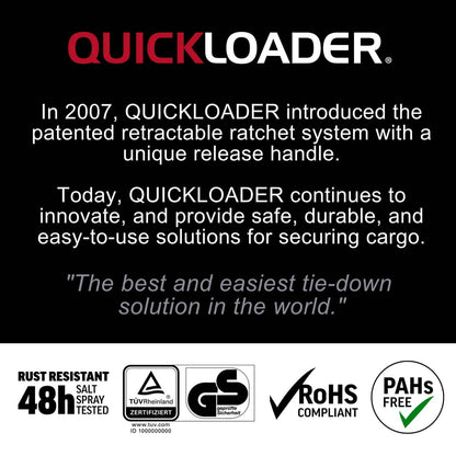 Quickloader Tie Down Strap Ratchet - 3m - 250kg - Red/Black