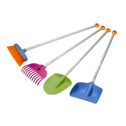 Fiskars Kids Broom - Lightweight Aluminium - Soft Plastic Bristles - Comfort