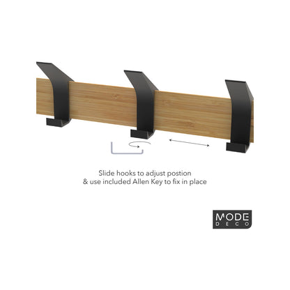 Mode Hat and Coat Rack - 4 Sliding Hooks - 450mm