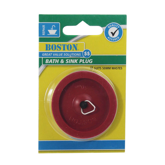 Boston Bath and Sink Plug - 50mm - Red