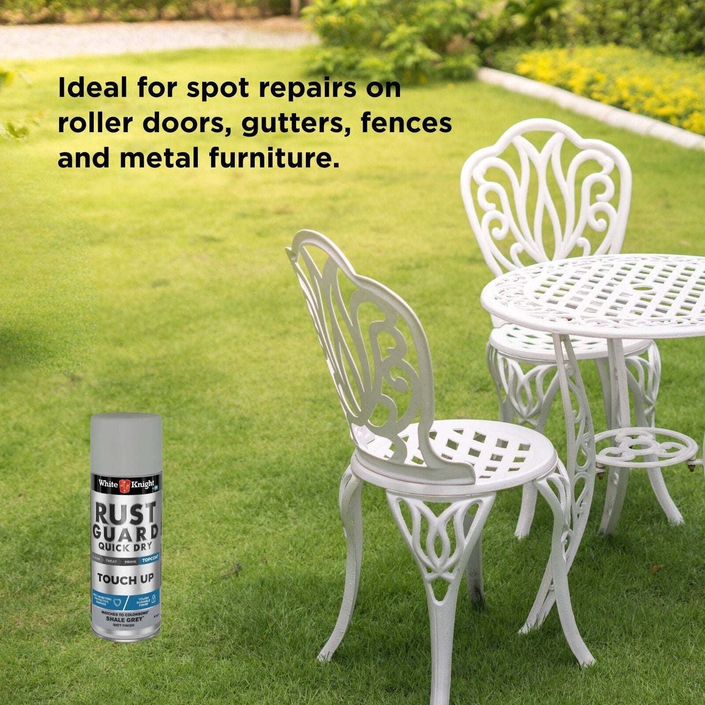 White Knight Rust Guard Touch Up Spray Paint - 300g - Shale Grey Matt