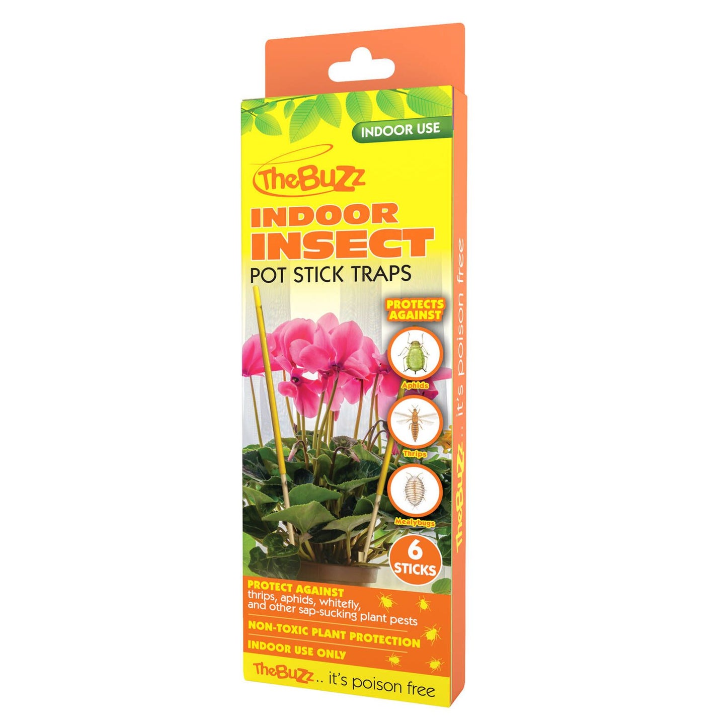The Buzz Indoor Insect Pot Stick Traps - 6 Pack