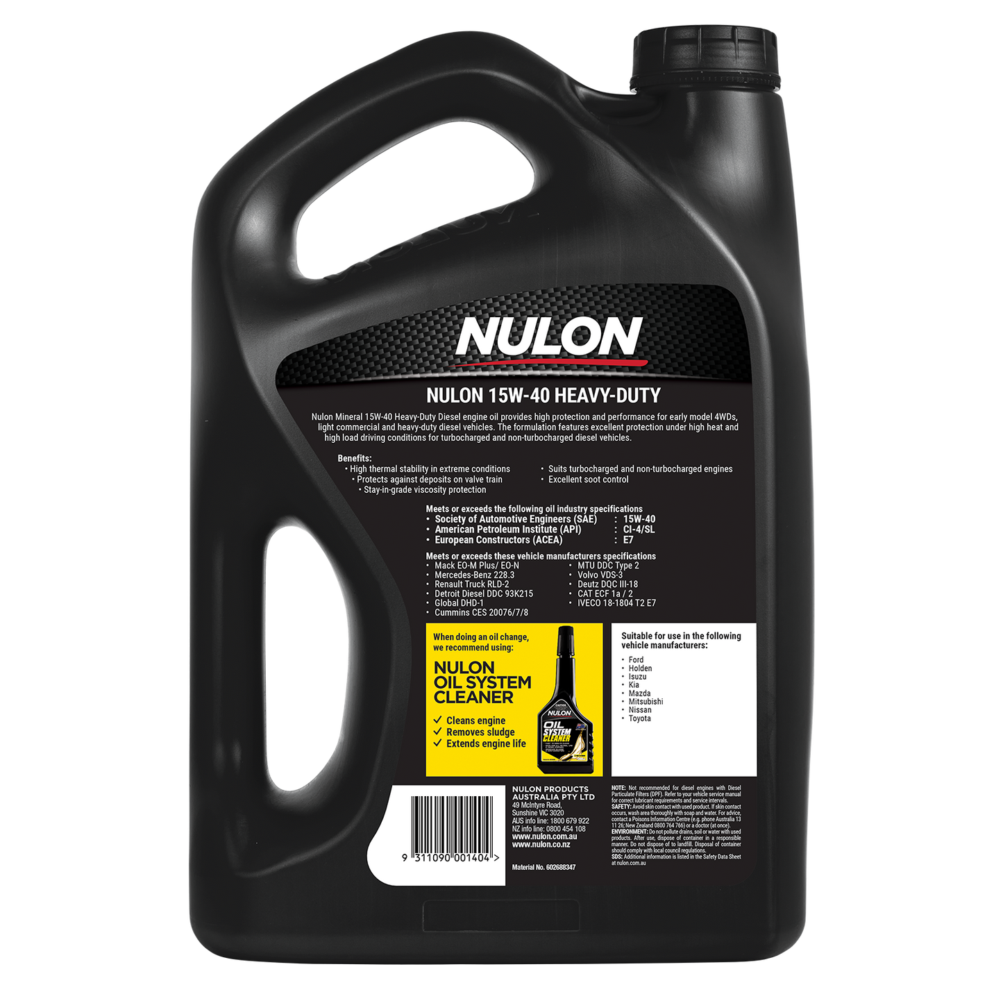 Nulon Mineral Diesel Engine Oil - 15W-40 - 5L