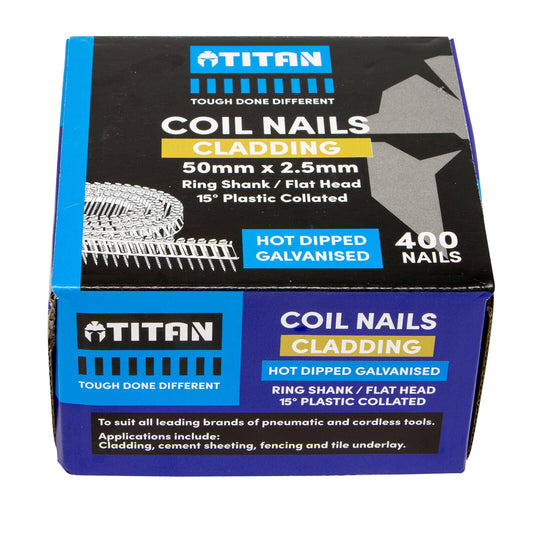 Titan Collated Coil Nail Ring - 50 x 2.5mm - 400 Pack