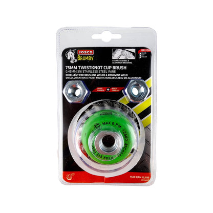 Josco 75mm Stainless Steel Twistknot Wire Cup Brush - Durable - Versatile