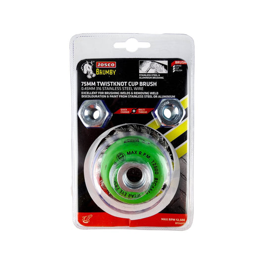 Josco 75mm Stainless Steel Twistknot Wire Cup Brush - Durable - Versatile