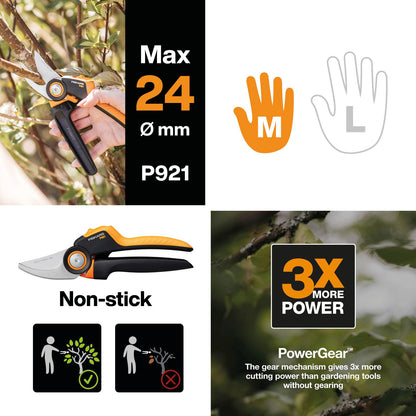 Fiskars Powergear Bypass Pruner - P921 - 201mm