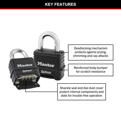 Master Lock Combination Padlock - 57mm - Zinc - Resettable