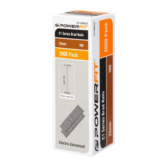 Powerfit C1 Series Brad Nails - 25mm - 2000 Pack