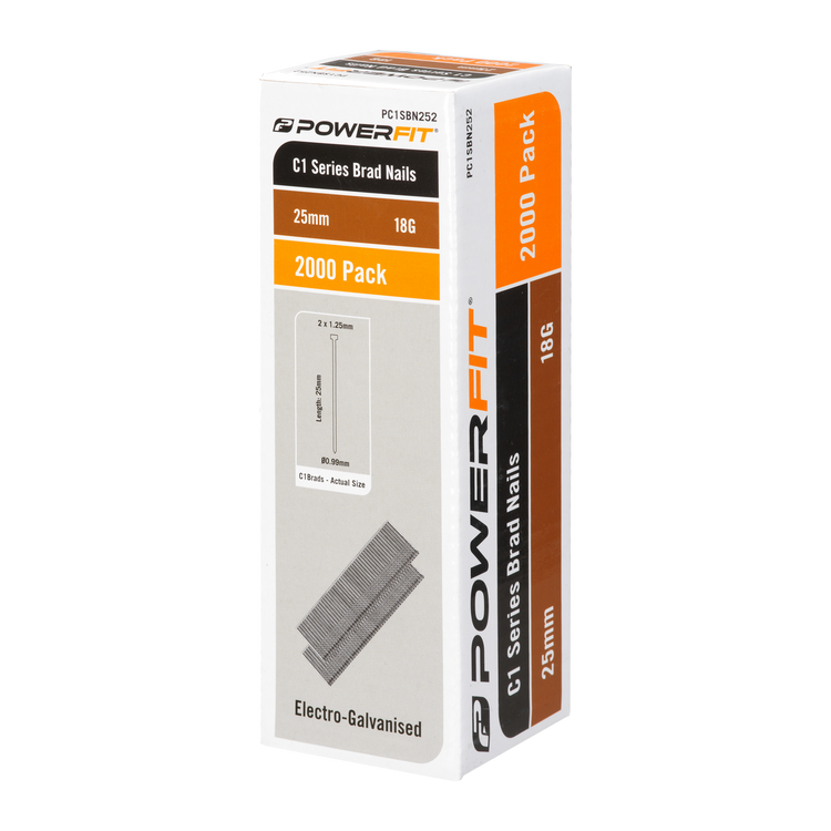 Powerfit C1 Series Brad Nails - 25mm - 2000 Pack