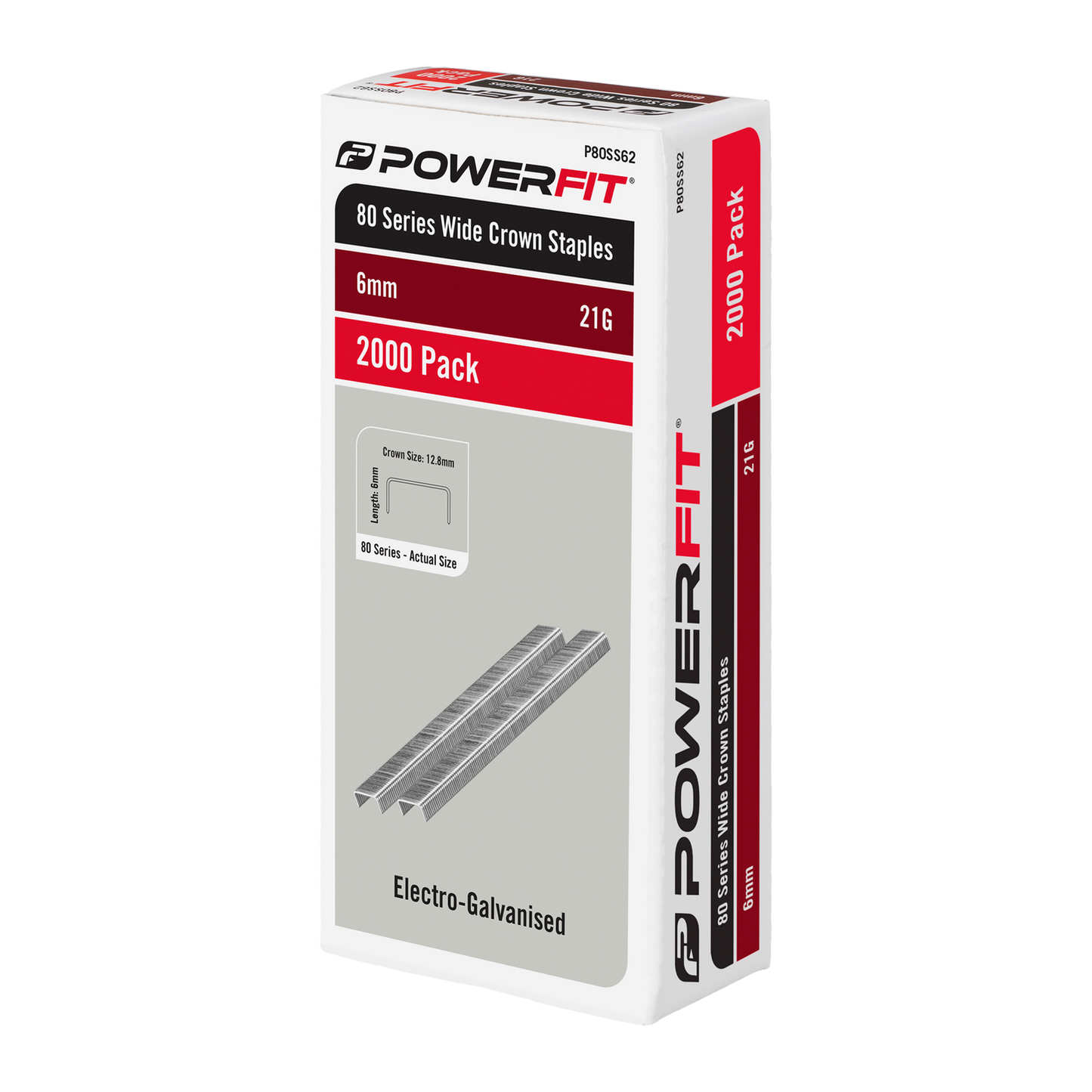 Powerfit Wide Crown Staples - 6mm - 2000 Pack