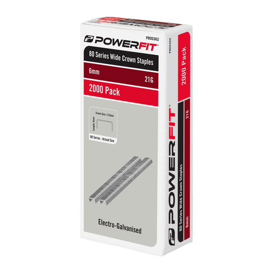Powerfit Wide Crown Staples - 6mm - 2000 Pack