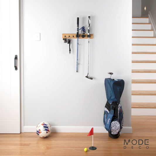 Mode Bamboo Hook Rack - 3 Hooks & 3 Grips - 450 x 70mm - Black
