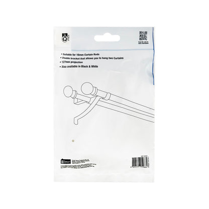 Windoware Satin Double Stayed Curtain Rod Bracket - 127mm - 2 Pack