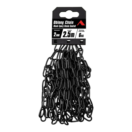 Pinnacle Black Matte Oblong Chain - 2mm x 5m - 6kg