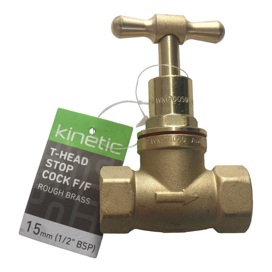 Kinetic Brass Female T Head Stop Cock - 15mm