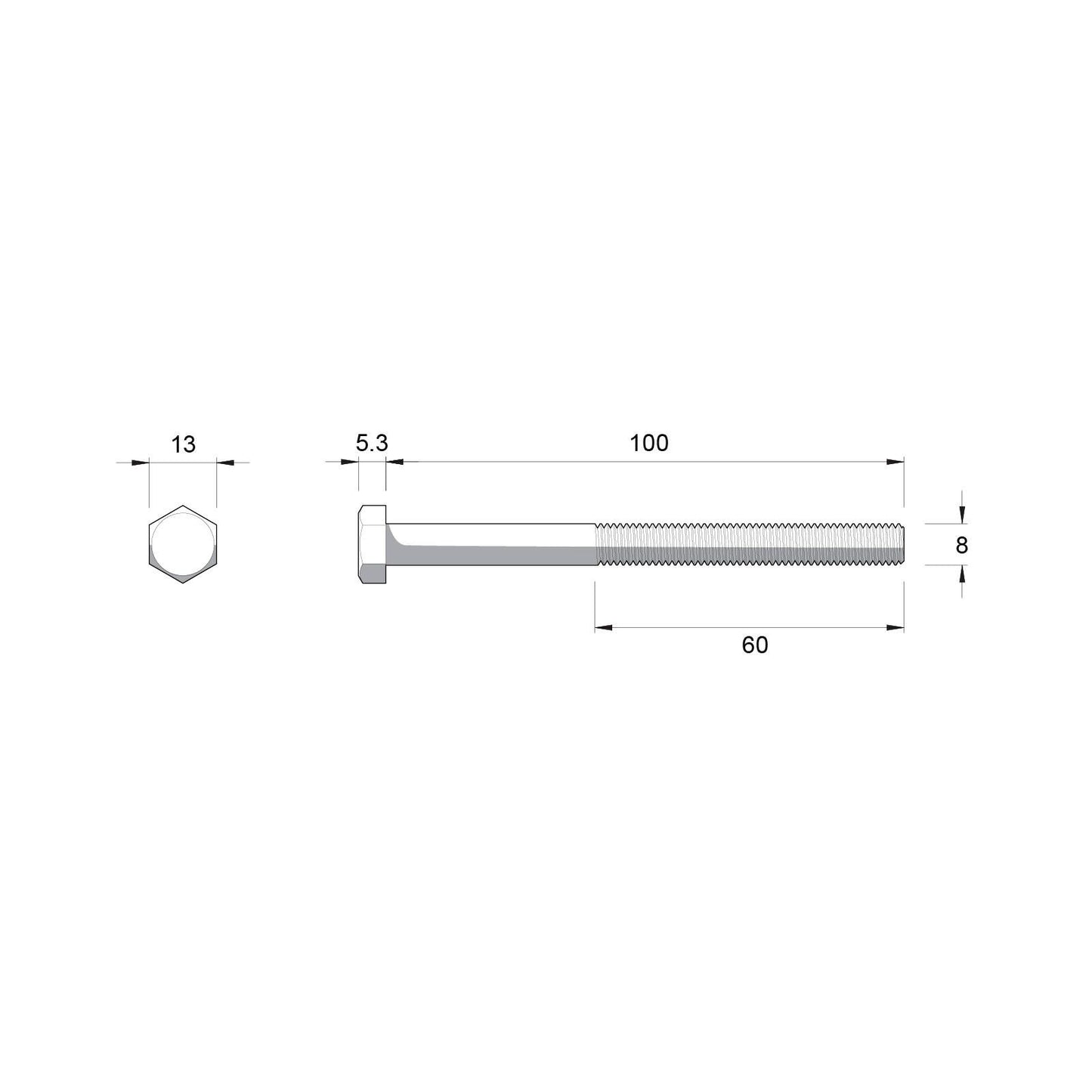 Zenith Hot Dip Galvanised Hex Head Bolts & Nuts - M8 x 100mm - 25 Pack