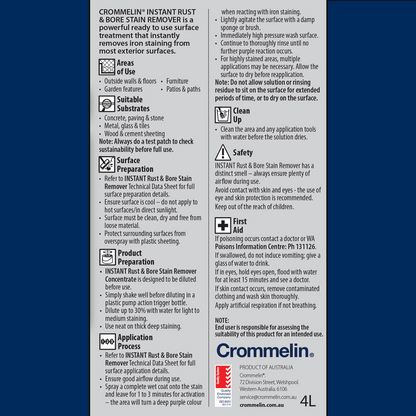 Crommelin Instant Rust Bore Stain Remover - 4L