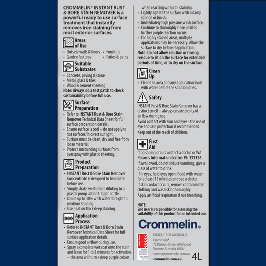 Crommelin Instant Rust Bore Stain Remover - 4L