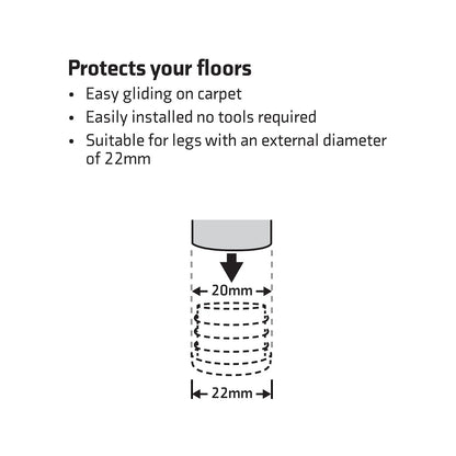 Surface Gard Black Round Plastic Internal Chair Tip - 22mm - 4 Pack