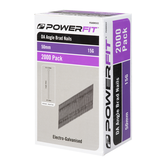 Powerfit DA Angled Brad Nails - 50mm - 2000 Pack