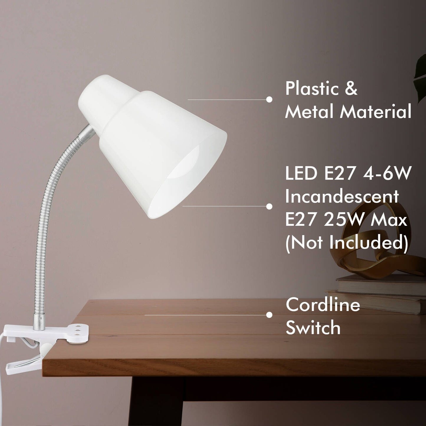Verve Design White Brylee Clamp Lamp