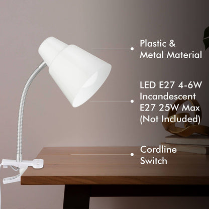 Verve Design White Brylee Clamp Lamp