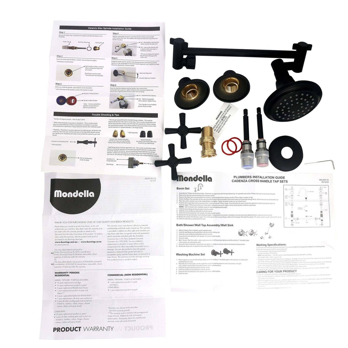 Mondella Cadenza Matte Black 1/2 Turn All Directional Shower Set