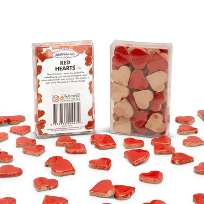 Mandala Art Red Ceramic Hearts - 19 x 18mm