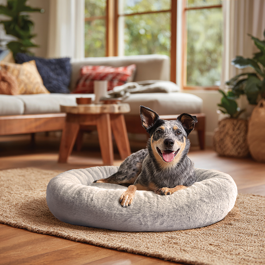 Art Bob Plush Donut Bed - 680 x 800mm - Grey