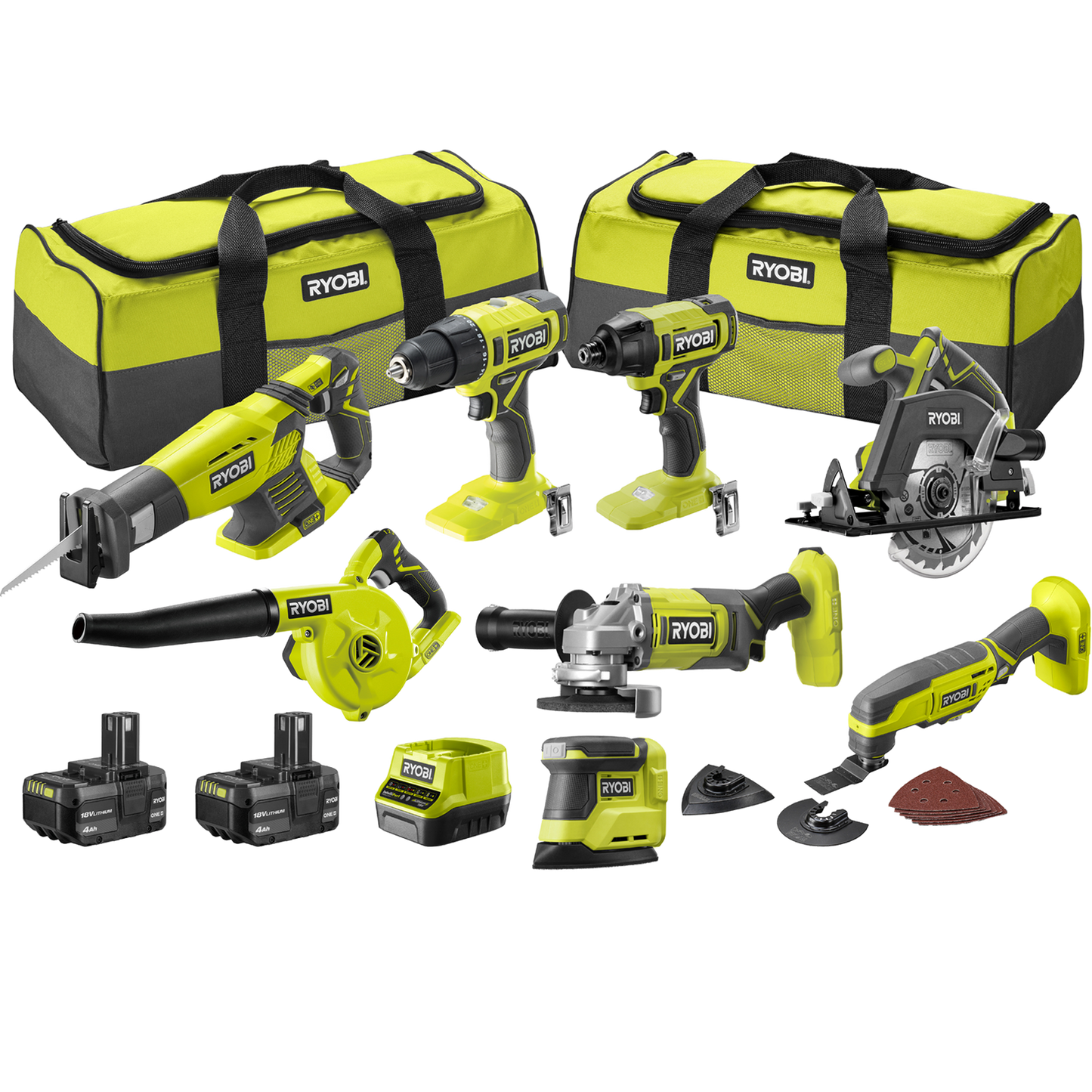 Ryobi 8-Piece Kit - R18X8C142B - 18V ONE+ - 15.1kg