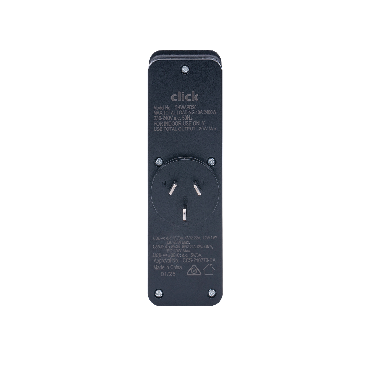 Click Double Adapter with PD20W USB Charger