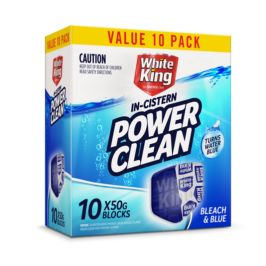 White King Power Clean Cistern Bleach Blue Blocks - 10 Pack - 50g