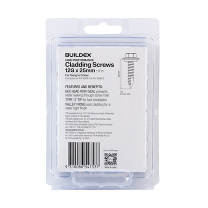 Buildex Cladding Screws - 12g x 25mm - 50 Pack
