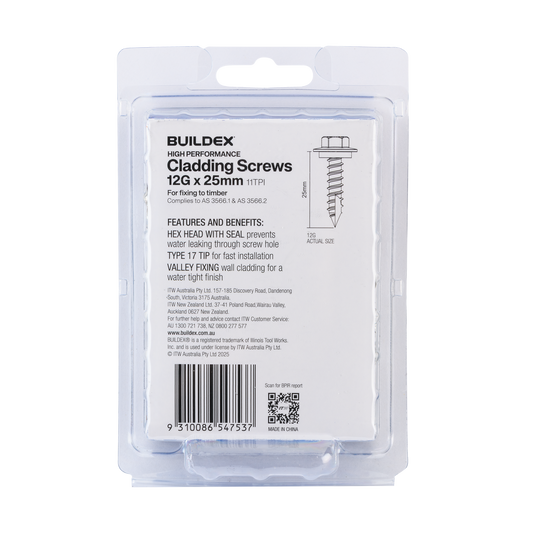 Buildex Cladding Screws - 12g x 25mm - 50 Pack