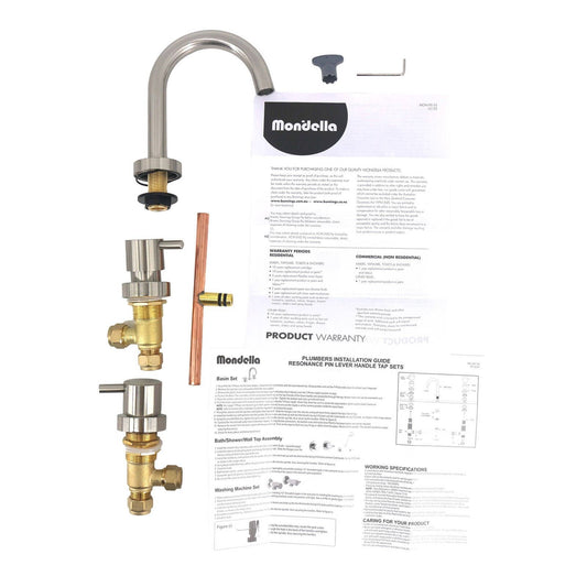 Mondella Resonance Basin Set - 1/4 Turn - 245 x 160 x 140mm - Brushed Nickel