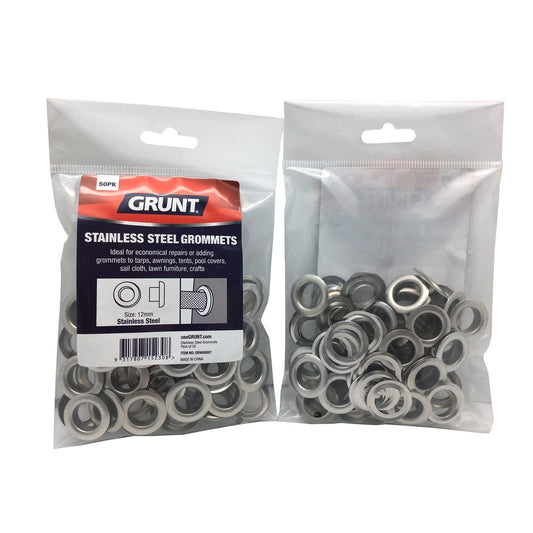 Grunt Stainless Steel Webbing Grommets - 12mm - 50 Pack