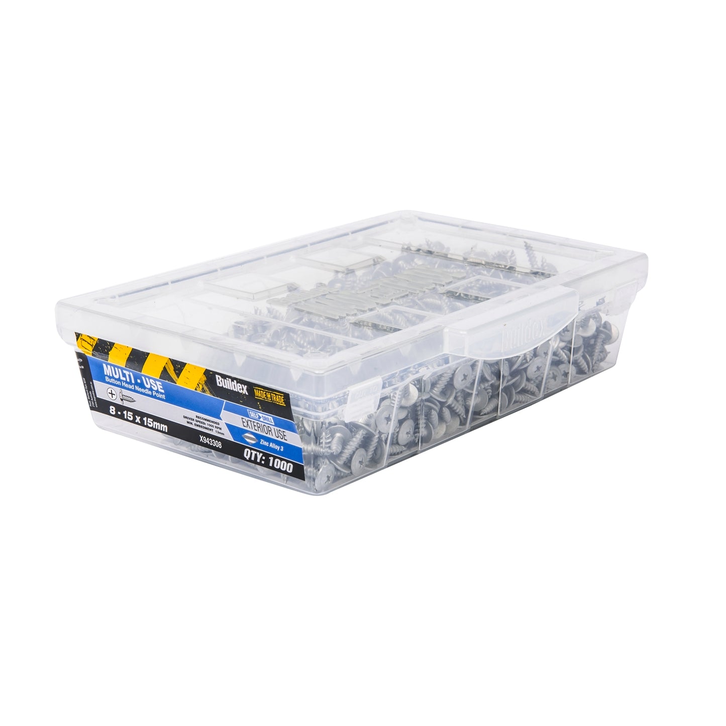 Buildex Button Head Needle Point Screws - 8mm x 15mm - 1000 Box