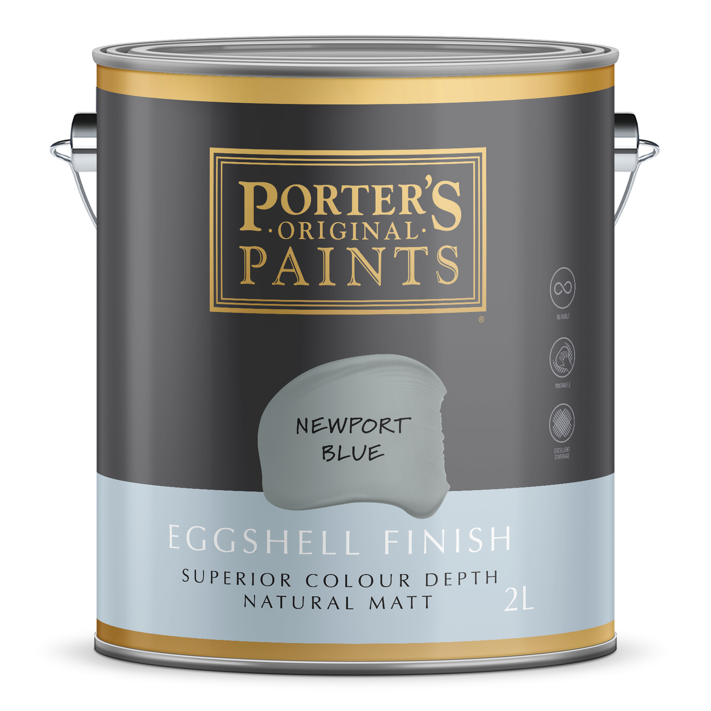 Porter's Broadwall Washable Paint - 2L - Newport Blue - Eggshell