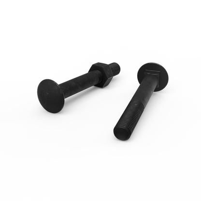 Zenith M10 x 75mm Hot Dipped Galvanised Black Cup Head Bolts & Nuts - 2 Pack