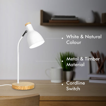 Verve Design White Lexi Desk Lamp - 150 x 420mm