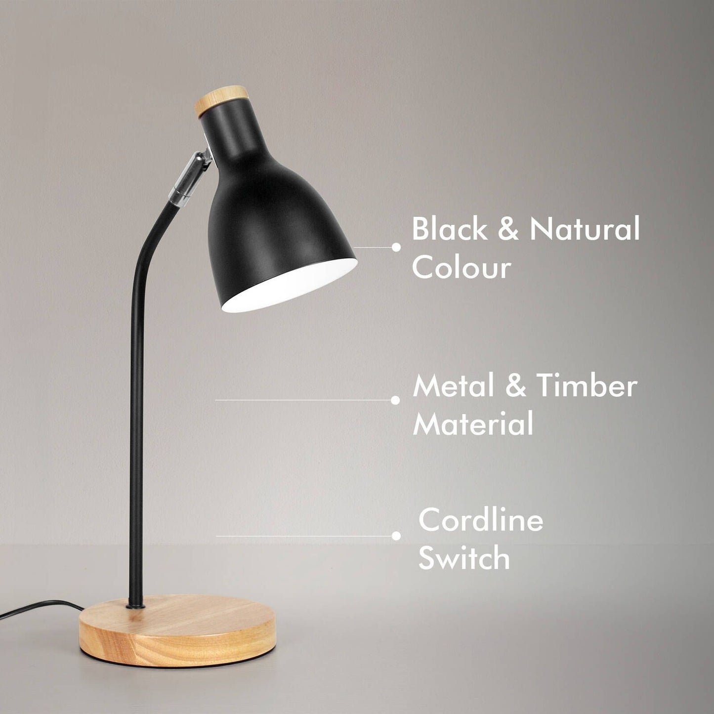 Verve Design Black Lexi Desk Lamp - 150 x 420mm