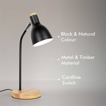 Verve Design Black Lexi Desk Lamp - 150 x 420mm