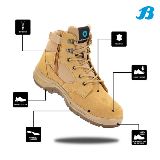 Bata Industrials Men's Wheat Bobcat Zip Side Safety Boot - UK Size 10
