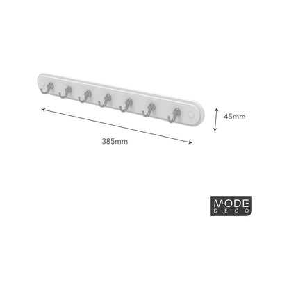 Mode Perma Key Rack - 7 Chrome Hooks - White - Durable - Easy Install