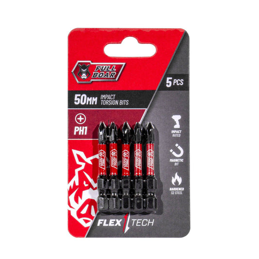 Full Boar Magnetic Impact Torsion Bit PH1 x 50mm 5 Pack