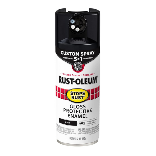 Rust Oleum Stops Rust Protective Enamel Custom Spray Paint 5-in-1 Gloss Black 340g