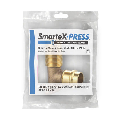 Smartex Press Male Back Plate Elbow - 20 x 20mm